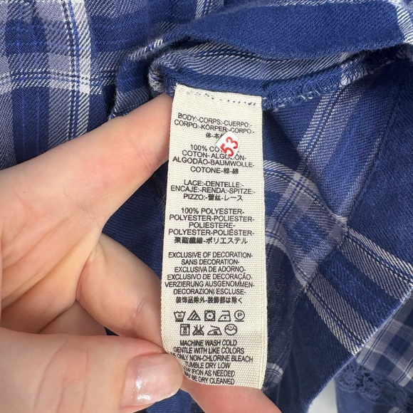 Free People Darling Diana Blue Printed Lace-Trim Top - Picture 10 of 12